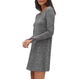 GAP Metallic Stretch Knit Long Sleeve Shift Dress in Heather Gray Gold SZ XS